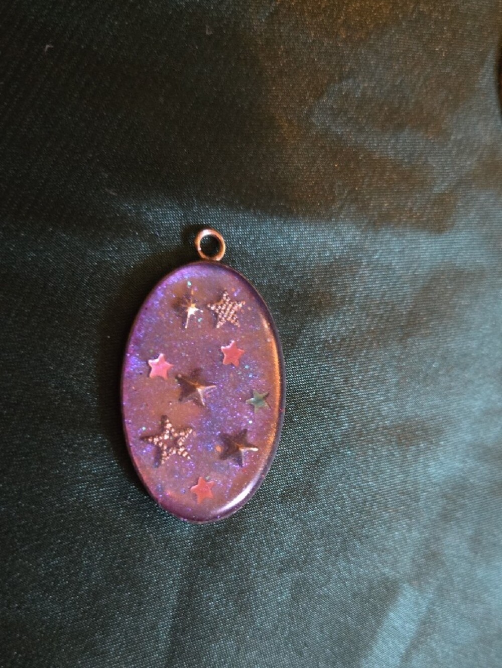 Hand Crafted Iridescent Purple Star Resin Pendant Necklace - Picture 4 of 5